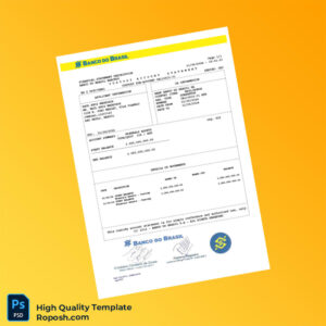 Brazil Banco Do Brasil Account Statement Template in Word and PDF formats