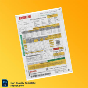 COM BSES Yamuna Power Limited Editable Electricity Bill Template in Word and PDF formats