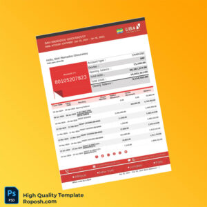 Cameroon UBA Bank Statement Template in Word and PDF formats 3 page Cameroon UBA Bank Statement Template in Word and PDF formats 3 page