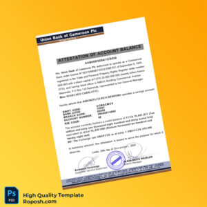 Cameroon Union Bank of Cameroon Plc Bank Statement Template in Word and PDF formats 2 page