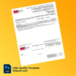Canada City of Calgary Editable Property Tax Bill Template in Word and PDF formats