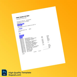 Canada Chequing Account Statement Template in Word and PDF formats 2 page