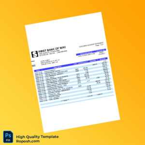 Canada Document Type Bank Statement Template in Word and PDF formats