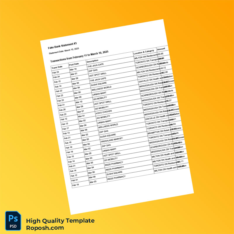 Canada Fake Bank Statement Template in Word and PDF formats Canada Fake Bank Statement Template in Word and PDF formats