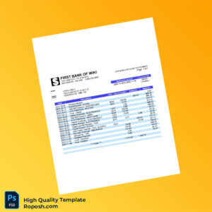 Canada First Bank of Wiki Chequing Account Statement Template in Word and PDF formats