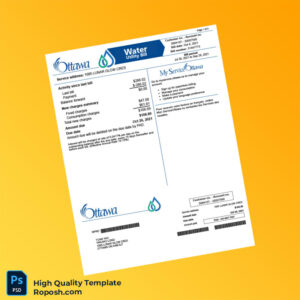 Canada Ottawa Editable Water Bill Template in Word and PDF formats 2 page Canada Ottawa Editable Water Bill Template in Word and PDF formats 2 page
