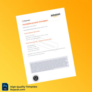Canada Payoneer Account Statement Template in Word and PDF formats