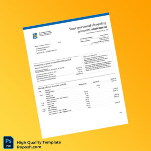 Canada Royal Bank of Canada Bank Statement Template in Word and PDF formats