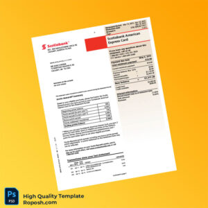 Canada Scotiabank Credit Card Statement Template in Word and PDF formats 6 page
