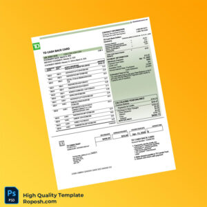 Canada TD Bank Statement Template in Word and PDF formats 5 page Canada TD Bank Statement Template in Word and PDF formats 5 page