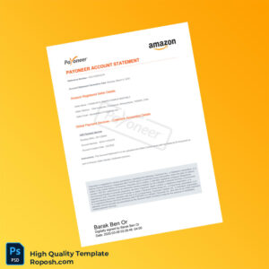 Chile Payoneer Account Statement Template in Word and PDF formats