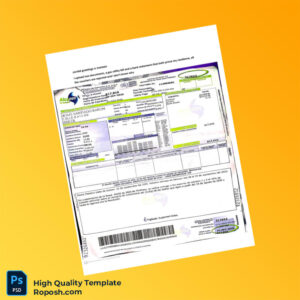 Colombia Editable Electricity Bill Template in Word and PDF formats 2 page