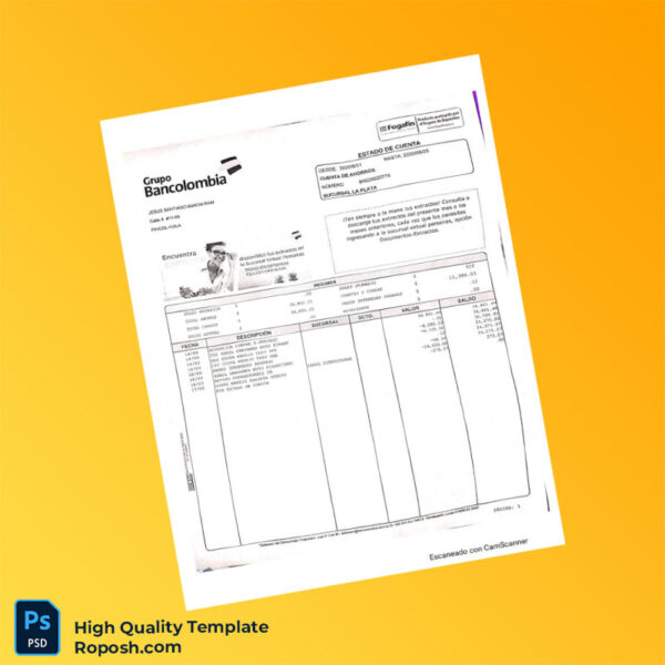 Colombia Editable Electricity Bill Template in Word and PDF formats 2 page