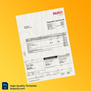 Denmark Aura Elhandels A_S Editable Utility Bill Template in Word and PDF formats Denmark Aura Elhandels A_S Editable Utility Bill Template in Word and PDF formats