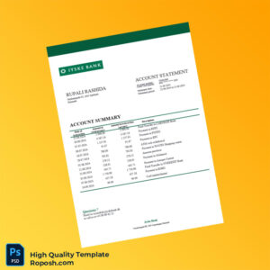 Denmark Jyske Bank Account Statement Template in Word and PDF formats