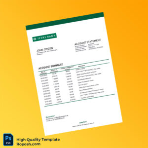 Denmark Jyske Bank Credit Card Statement Template in Word and PDF formats