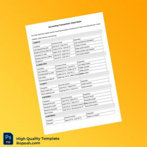 Editable Accounting Transactions Cheat Sheet Template in Word and PDF formats 2 page