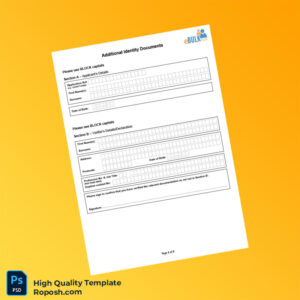 Editable Additional Identity Document Template in Word and PDF formats 2 page