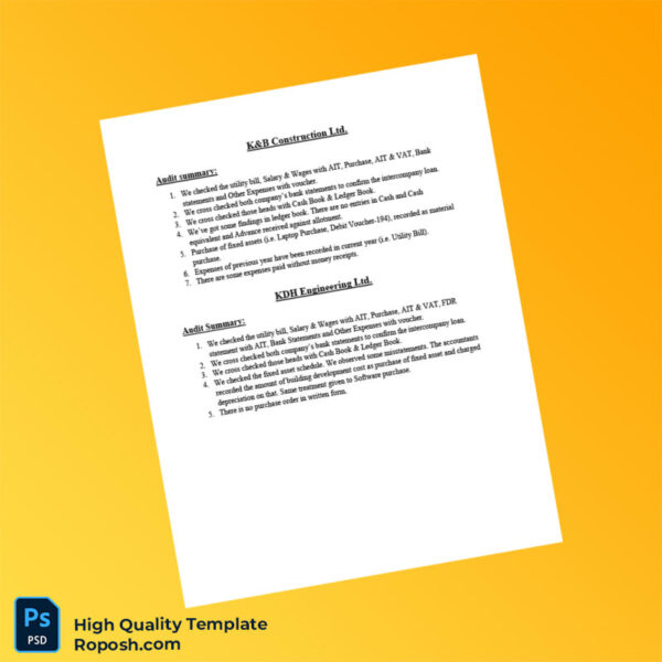 Editable Audit Summary Template in Word and PDF formats