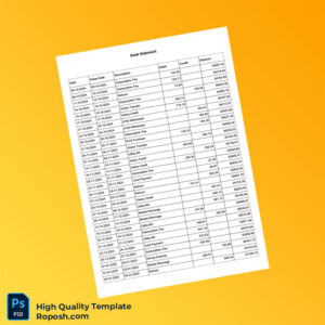 Editable Bank Statement Template in Word and PDF formats 2 page