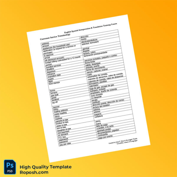 Editable Customer Service-Term Template in Word and PDF formats 2 page