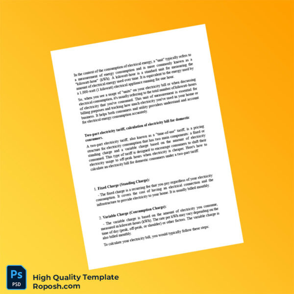 Editable Electricity Bill Template in Word and PDF formats 8 page