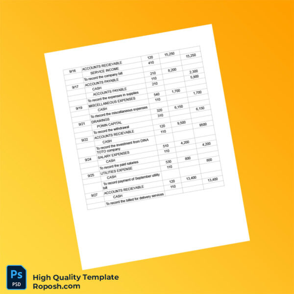 Editable General Journal Template in Word and PDF formats 3 page
