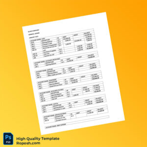 Editable General Ledger Template in Word and PDF formats 2 page