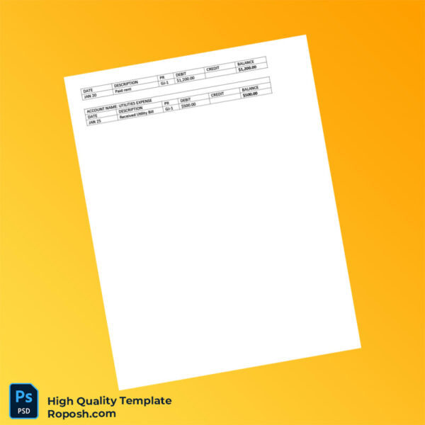 Editable General Ledger Template in Word and PDF formats 2 page