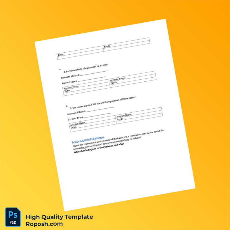 Editable T Account Refresher Do Now Template in Word and PDF formats 2 page Editable T Account Refresher Do Now Template in Word and PDF formats 2 page