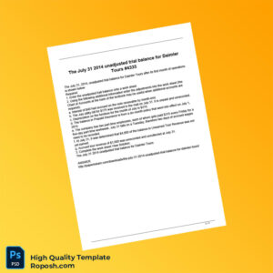 Editable Unadjusted Trial Balance Template in Word and PDF formats