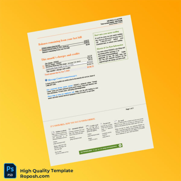 Editable Utility Bill Template in Word and PDF formats 7 page