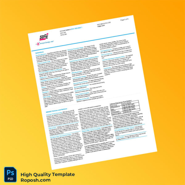 Editable Utility Bill Template in Word and PDF formats 7 page