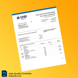 Egypt QNB Al Ahli Account Statement Template in Word and PDF formats