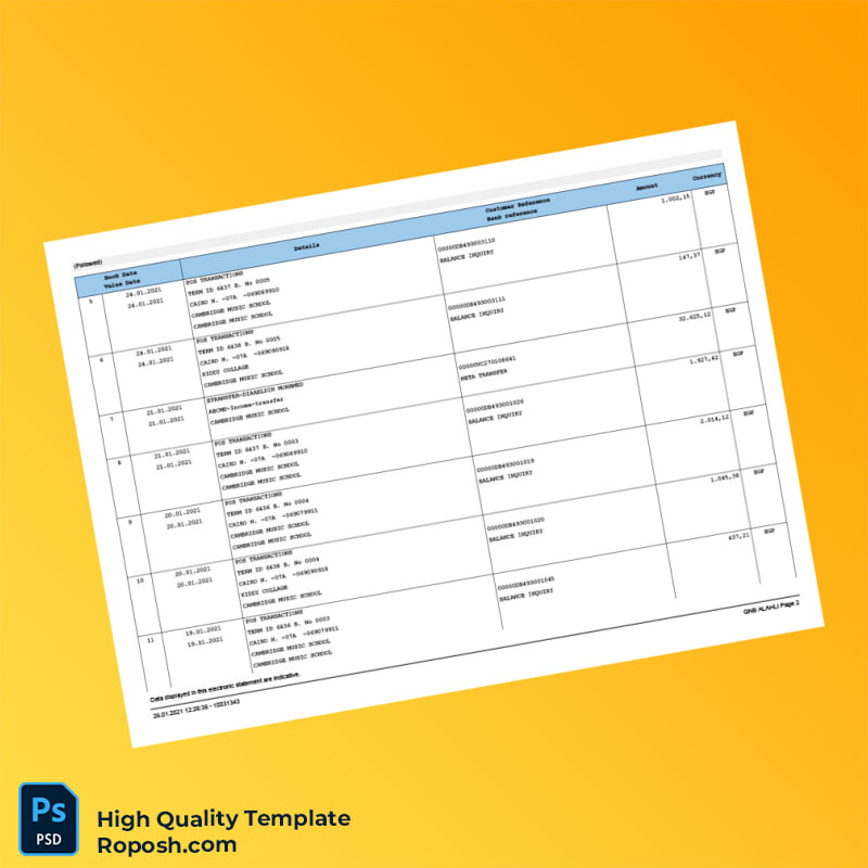 Egypt QNB Bank Statement Template in Word and PDF formats 4 page Egypt QNB Bank Statement Template in Word and PDF formats 4 page