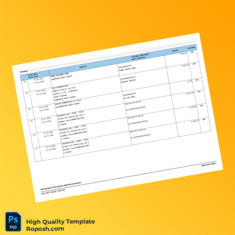 Egypt QNB Bank Statement Template in Word and PDF formats 4 page Egypt QNB Bank Statement Template in Word and PDF formats 4 page