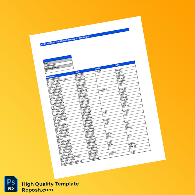 Empty Consolidated Bank Statement Template in Word and PDF formats 6 page Empty Consolidated Bank Statement Template in Word and PDF formats 6 page