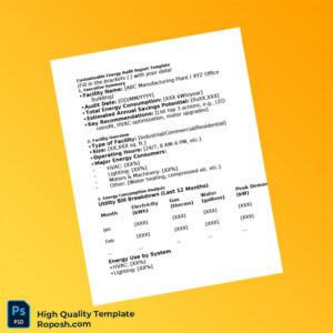 Energy Audit Report Template Editable Energy Audit Report Template in Word and PDF formats 3 page