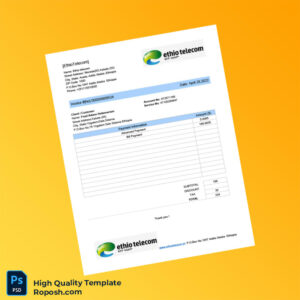 Ethiopia Ethio Telecom Editable Utility Bill Template in Word and PDF formats