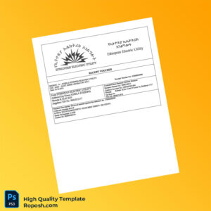 Ethiopia Ethiopian Electric Utility Editable Receipt Voucher Template in Word and PDF formats