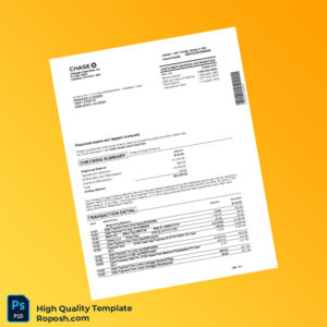 France Chase Bank Statement Template in Word and PDF formats 4 page