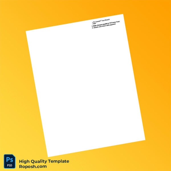 France TD France Trust Credit Card Statement Template in Word and PDF formats 2 page