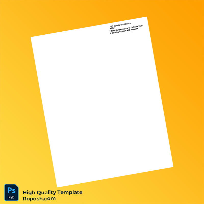 France TD France Trust Credit Card Statement Template in Word and PDF formats 2 page France TD France Trust Credit Card Statement Template in Word and PDF formats 2 page