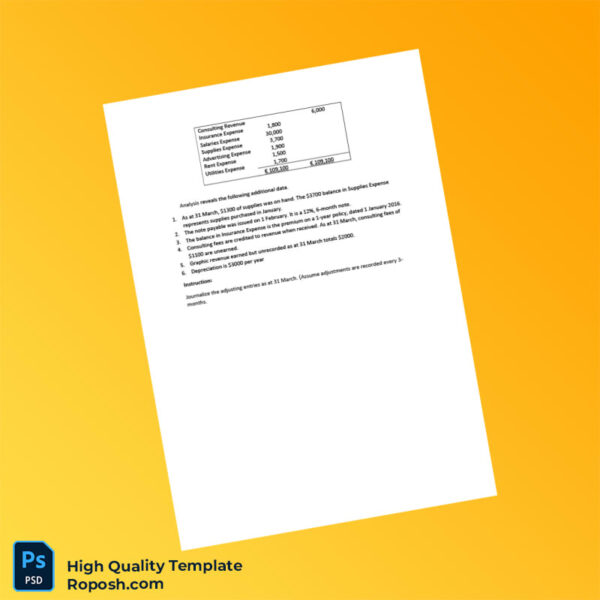 Germany ABC Graphics Editable Adjusting Entries Template in Word and PDF formats 2 page