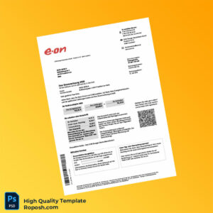 Germany E ON Energie Deutschland GmbH Editable Utility Bill Template in Word and PDF formats