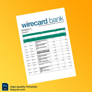 Germany Wirecard Bank Editable Bank Statement Template in Word and PDF formats 2 page