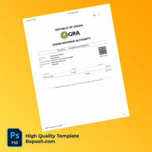 Ghana Revenue Authority Editable Tax Bill Template in Word and PDF formats