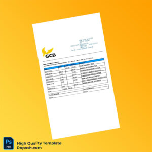 Ghana GCB Bank Statement Template in Word and PDF formats