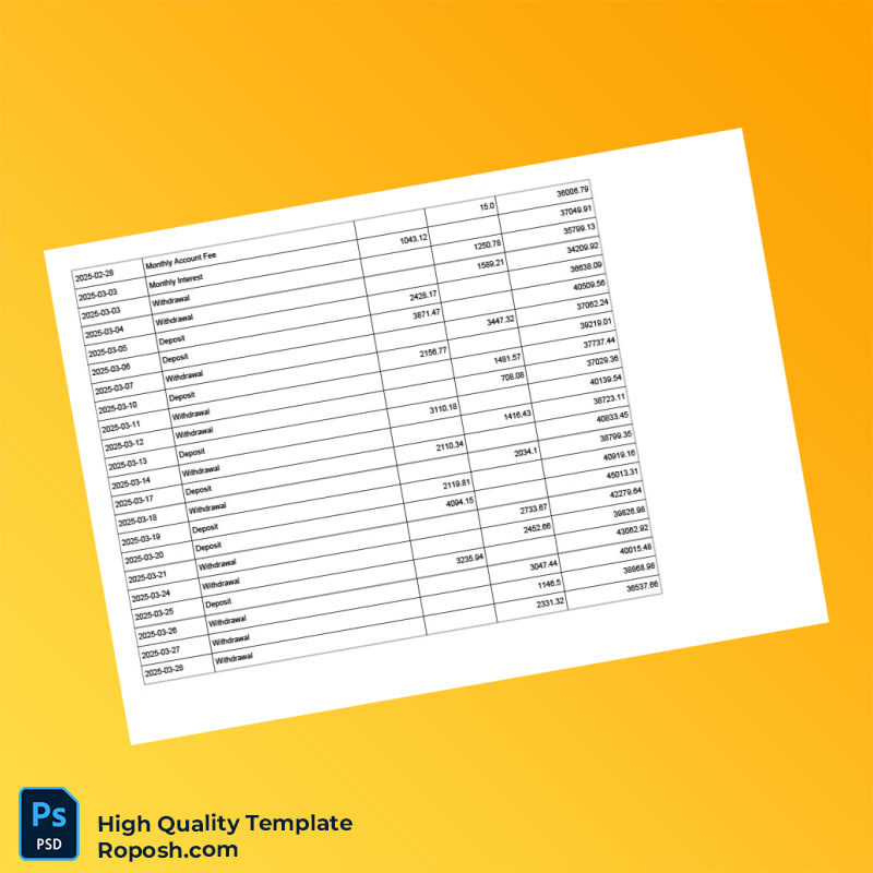 Ghana Simulated Bank Statement Template in Word and PDF formats 7 page Ghana Simulated Bank Statement Template in Word and PDF formats 7 page