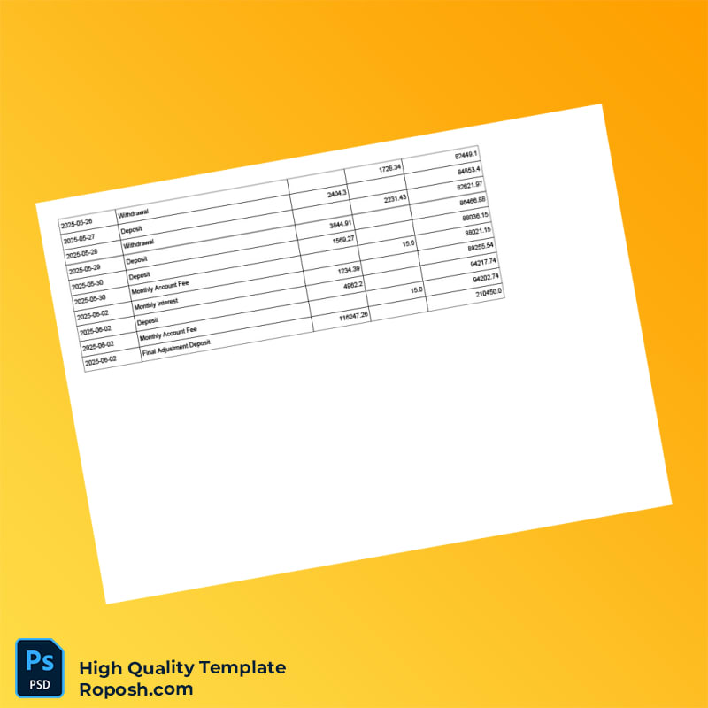 Ghana Simulated Bank Statement Template in Word and PDF formats 7 page Ghana Simulated Bank Statement Template in Word and PDF formats 7 page